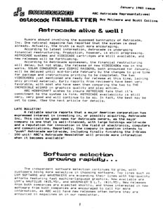 ABC Hobbycraft Astrocade Newsletter [Astrocade Underground](January 1983)